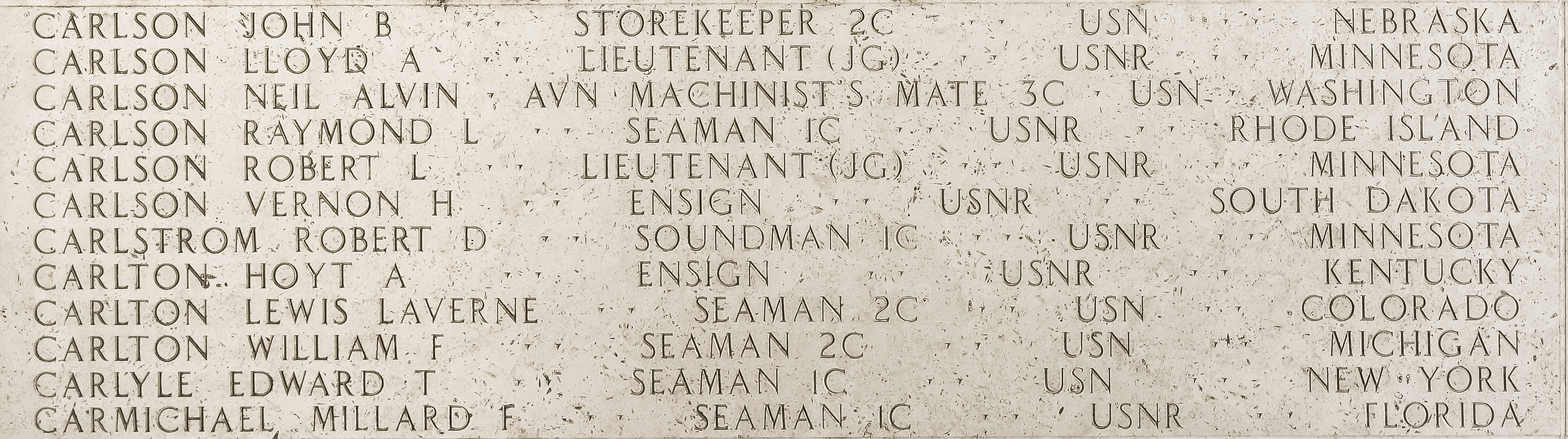 John B. Carlson, Storekeeper Second Class